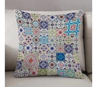 LEZUAHSH Fundas de Cojín Decorativo para Sala de Estar Sofás 50x50cm,Tema de Mosaico Mosaico Cerámica Ver Azulejo marroquí Tradi Acciones,Decoración Almohada Funda de Almohada