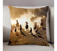 LEZUAHSH Fundas de Cojín Decorativo para Sala de Estar Sofás 50x50cm,Vaqueros Persiguiendo Caballos descoloridos,Decoración Almohada Funda de Almohada