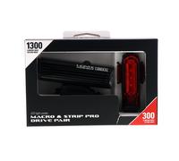 Lezyne Macro Drive 1300 XXL/Strip Pro Set de luces de bicicleta Talla única Negro