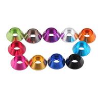 Lfang-Arandelas Planas Lavadoras de aluminio 10pcs M2 M2.5 M3 M4 M5 M6 Anodizado colorido arandela de aluminio colorido para la lavadora de la junta de la cabeza de la tapa, Alta resistencia(M5,Red)