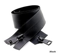Lfang-Cremalleras 5# 60/70 / 75/80/90/100/120 / 150cm Doble-Sliders Impermeable Plastic Nylon Cremalleras para la prenda, Duradero en uso(Black,75cm)