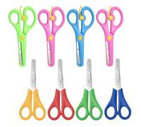 LFBEST 8 tijeras para niños, incluyendo 4 tijeras para niños pequeños con bordes de seguridad más diseño elástico, y 4 tijeras de seguridad de punta roma para niños con escala en cm, para actividades