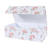 LFBOX Caja de regalo floral de rosas con tapas magnéticas de 13.8 x 8.3 x 4.4 pulgadas, cajas grandes de propuesta de dama de honor, caja de almacenamiento decorativa rectangular para boda, 1 paquete