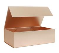 LFBOX Caja de regalo plegable de oro rosa con tapas, cierre magnético, 13.8 x 8.3 x 4.4 pulgadas, cajas grandes de propuesta de dama de honor, padrino de boda, 1 paquete, caja de almacenamiento