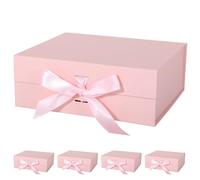 LFBOX Caja de regalo rosa con tapas magnéticas de cinta de 10.2 x 9 x 3.75 pulgadas, cajas de propuesta de dama de honor, caja de almacenamiento de graduación de boda, paquete de 5