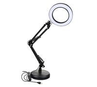 LFCKVX 5X Magnifier Lamp Magnifying Light Desk Clamp Shadow Magnification Adjustable Arm for Nail Art Beauty Tattoo Embroidery Black Base
