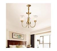 LFCKVX American Style Living Room All Copper Light Luxury Retro Crystal Chandelier European Style Dining Room Fixture