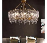 LFCKVX Art Crystal Chandelier Water Flow Shape 40cm Adjustable Hanging Chain Living Room Dining Table Indoor Decor