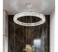 LFCKVX Crystal Round Chandelier Chrome Golden Hanging Lamps for Ceiling Home Decor Nordic Ring Lights for Living Room