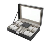 LFCKVX for Men and Women, 12 Slot Watch PU Leather Storage with Lock Travel Case Jewelry Display Box (A)