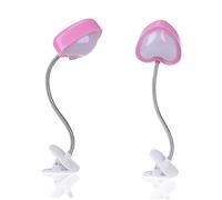 LFCKVX Heart-Shaped Clip Light Reading Lamp with Gooseneck Clamp - Pink for Home and Office Use