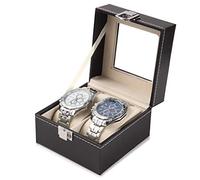 LFCKVX Leather Storage Box Organizer New Mens Watch Display Holder Cases Black Jewelry Gift Boxes Case (Size Slots) ()