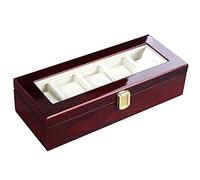LFCKVX Luxury Wooden Holder for Watches Men Glass Cover Jewelry Organizer Multi-Slot Organizer,Red Watch Display Box (Color (5 Slots)