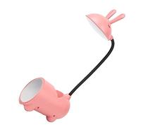 LFCKVX USB Rechargeable Rabbit Table Lamp with Touch Control Adjustable Brightness Pen Holder Mirror for Rooms and Study Desks
