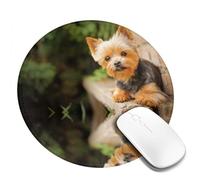 LfearTesa Alfombrilla de ratón Redonda de 8 Pulgadas con diseño de Yorkshire Terrier Bokeh, Base de Goma Antideslizante e Impermeable.