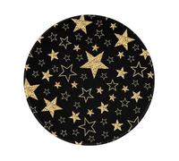 LfearTesa Alfombrilla de ratón Redonda de 8 Pulgadas con Estrellas Doradas sobre Fondo Negro, Impermeable y con Base de Goma Antideslizante.