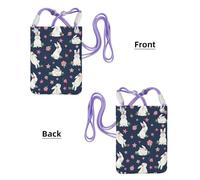 LfearTesa Bolso bandolera pequeño, monedero para teléfono móvil, bolso bandolera, conejitos de Pascua con flores.,Morado