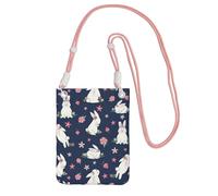LfearTesa Bolso bandolera pequeño, monedero para teléfono móvil, bolso bandolera, conejitos de Pascua con flores.,Rosa