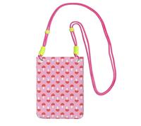 LfearTesa Bolso bandolera pequeño, monedero para teléfono móvil, bolso bandolera, diseño de setas, rosa y rojo.,Fucsia