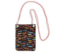 LfearTesa Bolso bandolera pequeño, monedero para teléfono móvil, bolso bandolera, estampado Amo a mi perro salchicha.,Rosa