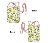 LfearTesa Bolso bandolera pequeño, monedero para teléfono móvil, bolso bandolera, estampado de ramas de limonero exótico, delicioso y delicioso.,Rosa