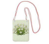 LfearTesa Bolso bandolera pequeño, monedero para teléfono móvil, bolso bandolera, flores de montaña suizas Edelweiss,Rosa
