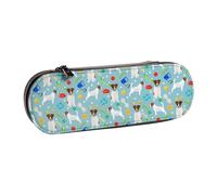 LfearTesa Estuche rígido para lápices, Organizador de papelería, Estuche de Cuero para lápices y Maquillaje, Juguetes para Perros Jack Russell, Amantes de los Perros Jack Russell.