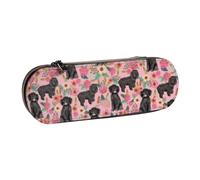LfearTesa Estuche rígido para lápices, Organizador de papelería, Estuche de Cuero para lápices y Maquillaje, diseño de Cockapoo con Estampado Floral Negro, Razas de Perros.