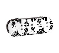 LfearTesa Estuche rígido para lápices, Organizador de papelería, Estuche de Cuero para lápices y Maquillaje, diseño de Caballo Dala Daleclarian de Arte Popular Sueco.
