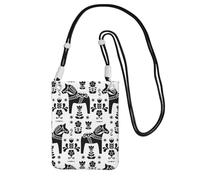 LfearTesa Monedero pequeño tipo bandolera, monedero para teléfono móvil, bolso bandolera, arte popular sueco, caballo Dala Daleclarian,Negro