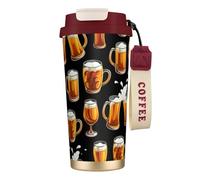 LfearTesa Taza de viaje ecológica de acero inoxidable 316 para oficina, pared, coche, café, con cordón, vaso de cerveza,Rojo