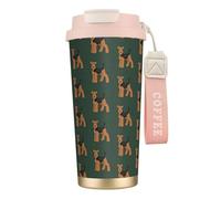LfearTesa Taza ecológica de acero inoxidable 316 para oficina, viaje, pared, coche, café, con cordón, Welsh Terrier,Rosa