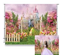 LFEEY Telón de fondo de fotografía de castillo de fantasía de 7 x 5 pies, diseño de flores de princesa dulce, telón de fondo de fiesta de cumpleaños, país de las maravillas para niñas, retrato de bebé, ducha, fiesta de cumpleaños para niños
