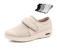 LFFTBK Calzado Sanitario para diabéticos, diseño de Horma Ancha Calzado para Caminar con amortiguación Transpirable(Beige,43EU)