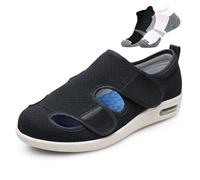LFFTBK Zapatos De Verano para Diabéticos,Calzado Transpirable Y Cómodo para Personas Mayores con Soporte para El del Pie.(Noir,46 EU)