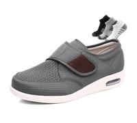 LFFTBK Zapatos DiabéTicos para Hombre, Zapatos OrtopéDicos Anchos Antideslizantes con Cierre Autoadherente(Gray,43EU)