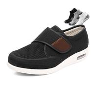 LFFTBK Zapatos DiabéTicos para Hombre, Zapatos OrtopéDicos Anchos Antideslizantes con Cierre Autoadherente(Noir,40 EU)