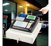 LFHWHKJ Caja Registradora for Pequeñas Empresas Minoristas, Caja Registradora Electrónica con Cajón Cerrado, Caja Registradora Comercial for Catering, Supermercados, Tiendas de Ropa.(Black)