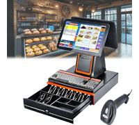 LFHWHKJ Máquina de Caja registradora con Pantalla táctil e Impresora de Recibos, Caja registradora con Pantalla táctil for pequeñas Empresas for restaurantes comerciales minoristas(Black)