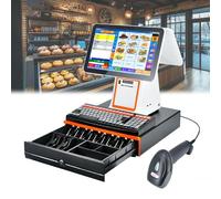 LFHWHKJ Máquina de Caja registradora con Pantalla táctil e Impresora de Recibos, Caja registradora con Pantalla táctil for pequeñas Empresas for restaurantes comerciales minoristas(White)