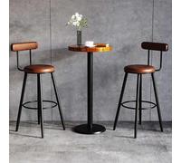 LFHWHKJ Mesa de Bar Alta Redonda de 41'' y Silla, Mesa de Pub Redonda de Altura de mostrador con 2 taburetes de Bar tapizados en PU, Mesa de cóctel, Mesa de Bar Alta for Bar, Comedor, Cocina, bistró,