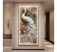 LFHWHKJ Mural 3D con Luces LED, Mural de Pavo Real Brillante con Marco de Fotos, Arte for Colgar en la Pared, decoración for Sala de Estar, Pasillo y hogar.(C,23.6 * 47.2in)