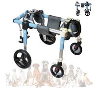 LFHWHKJ Silla de ruedas de 4 ruedas for perros con patas traseras, carritos ajustables con ayuda for caminar y recuperar la movilidad, sillas de ruedas ligeras for mascotas con lesiones, discapacidade
