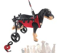 LFHWHKJ Silla de ruedas for perros, pequeña y ajustable, con cuerda de tracción, ligera, for la espalda y la cadera.(Red,S)