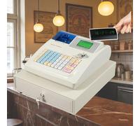 LFHWHKJ Sistema de gestión de Efectivo, una pequeña máquina POS Comercial con cajón de Efectivo e Impresora de Recibos, Adecuada para restaurantes y supermercados.(White)
