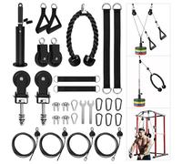 LFJ Poleas Gimnasio para Casa Fitness DIY Triceps Polea Gym Cable Máquina Musculacion Kit Sistema Poleas Entrenamiento de Fuerza del Brazo (Juego con Poleas para Rack)