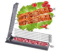 Lflwacy Kebab Maker Press con 5 pinchos de acero inoxidable, molde manual para kabob que forma tu kebab de Kofta como un chef tradicional, molde para brochetas de barbacoa