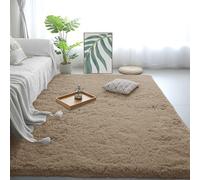 Lfombra de Pelo Largo 150 x 340 cm Suave y Antideslizante Tapete Quarto Carpet Rugs Fácil de Limpiar para Salón O Dormitorio, Alfombra Esponjosa de Cama, Camello