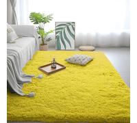 Lfombra de Pelo Largo 210 x 390 cm Suave y Antideslizante Tapete Quarto Carpet Rugs Fácil de Limpiar para Salón O Dormitorio, Alfombra Esponjosa de Cama, Amarillo