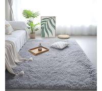Lfombra de Pelo Largo 270 x 380 cm Suave y Antideslizante Tapete Quarto Carpet Rugs Fácil de Limpiar para Salón O Dormitorio, Alfombra Esponjosa de Cama, Gris Claro